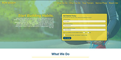 The home page for a training service call Run-Buddy.